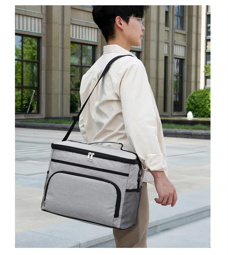 Wholesale Insulated Waterproof Outdoor Picnic Cooler Shoulder Bag model grey