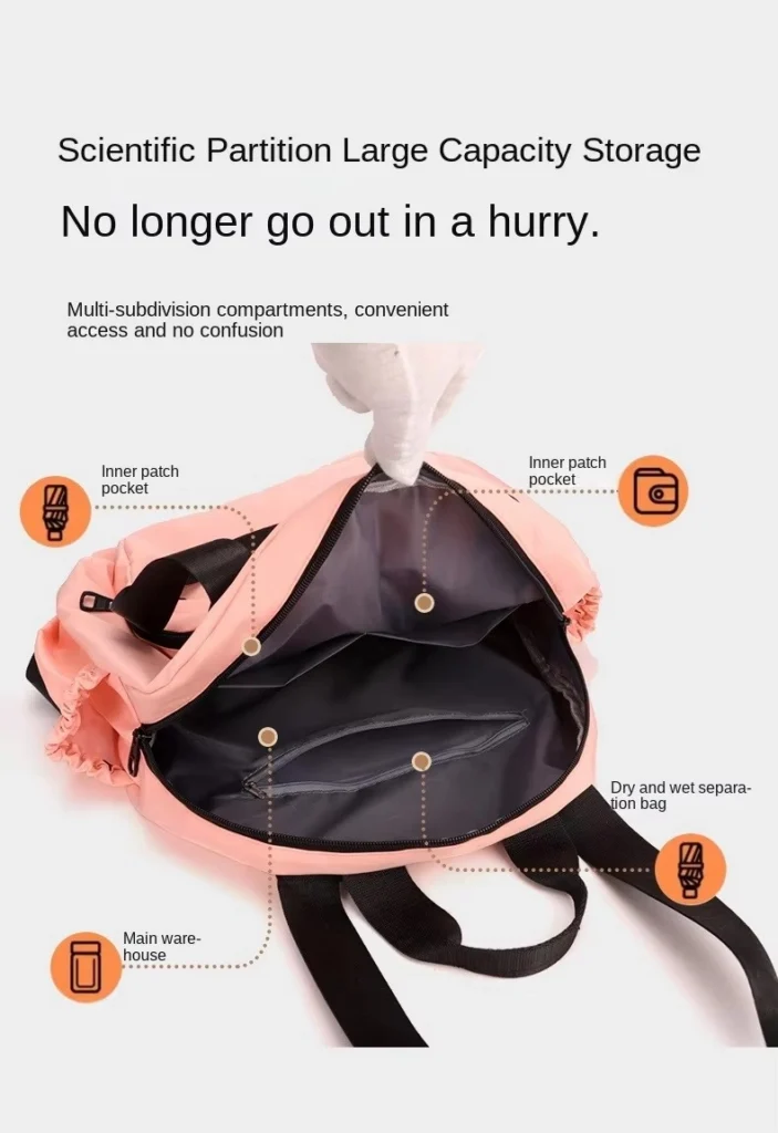 Custom Nylon Drawstring Gym Bag Durable separation