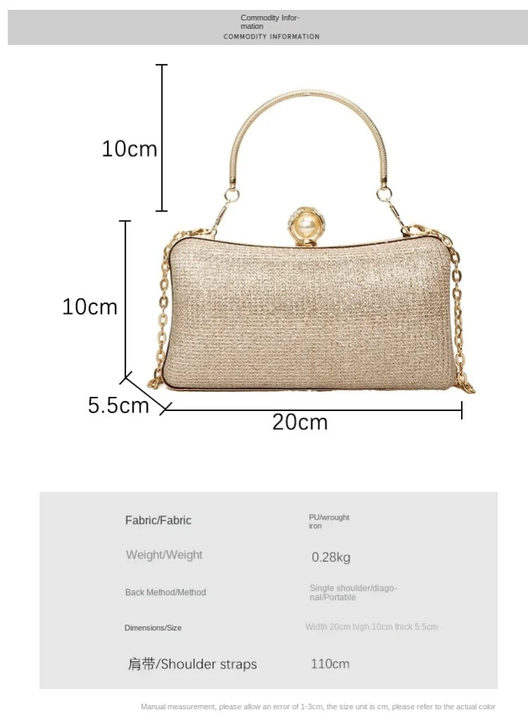 Factory Luxury Dinner Parties Ladies Evening Hand Bags Size