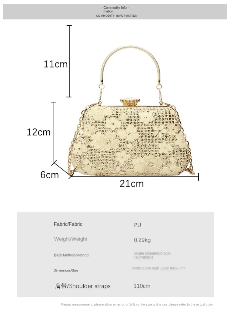 Wholesale Luxury PU Flower Pattern Clutch Bag Size