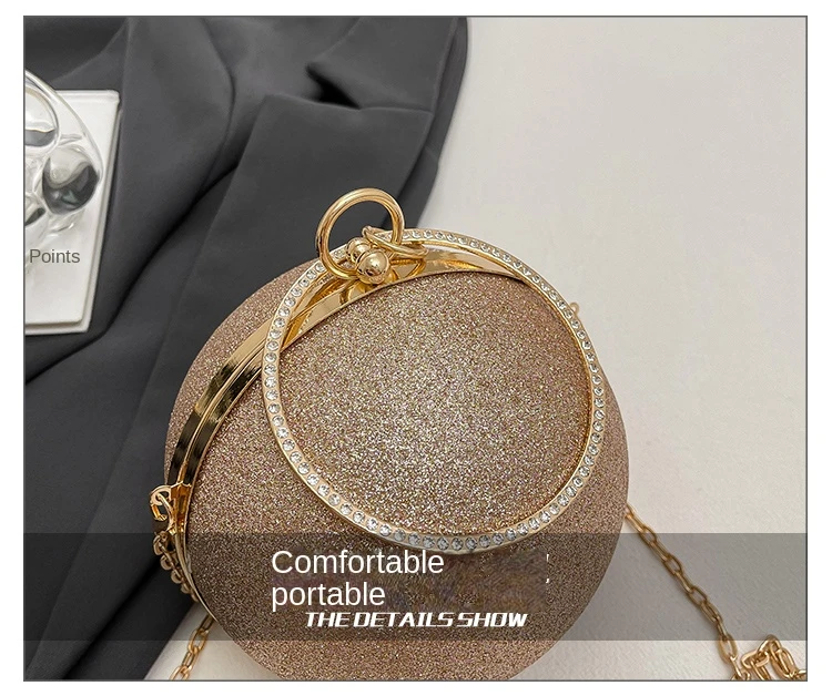 Bulk Supply Luxury Ball Shape Evening Metal Chain Shoulder Bag Quality Hardware