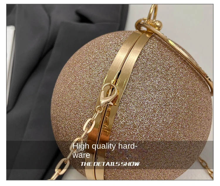 Bulk Supply Luxury Ball Shape Evening Metal Chain Shoulder Bag Detail