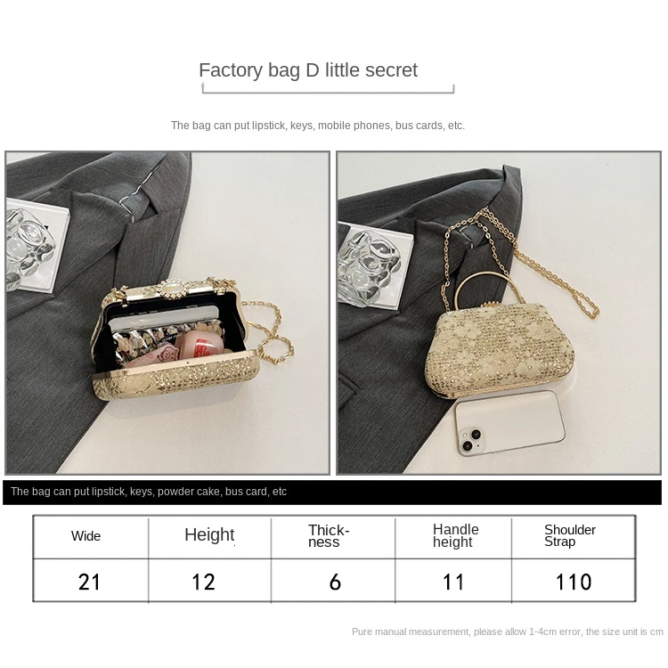 Wholesale Luxury PU Flower Pattern Clutch Bag Inner Capacity and Comparison with Physical Item