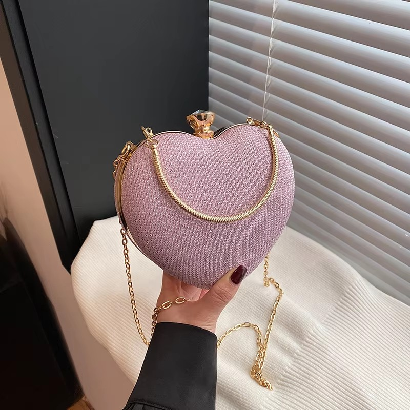 Wholesale Heart-Shape Chain Women's Shoulder Crossbody Evening Bag SKU