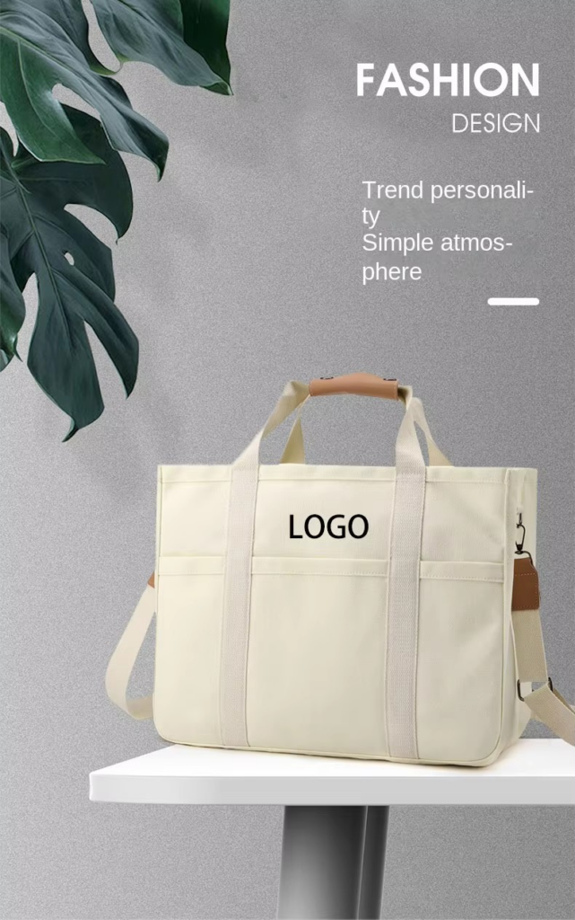 front view High-Quality Canvas Tote Custom Sling Bag