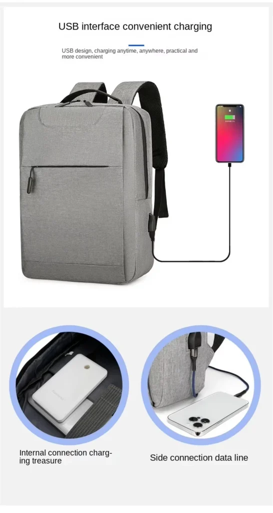Custom Logo Business Laptop Backpack - B2B Corporate Promotional Item USB Charging Port