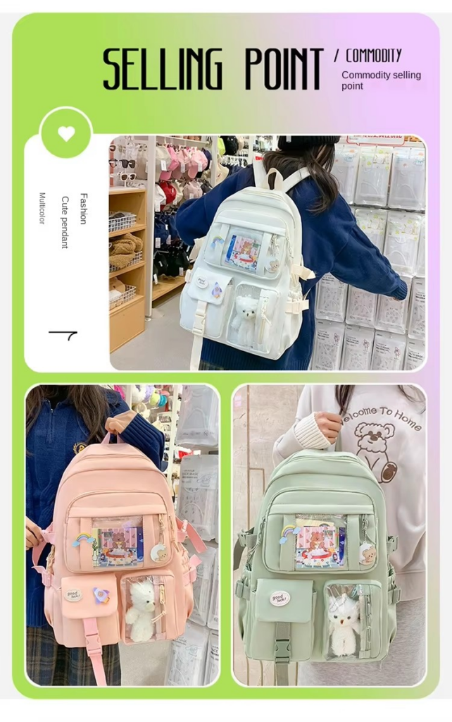 model Product name Purple Fashionable Waterproof Nylon Backpack Teen Girls Students School Travel-Featuring Cartoon Zipper Perfect Mochila Bag Model number 1031 Size 31*13*44cm (17.32 Inches) Color Multi-options Material Nylon MOQ 20 Pieces Key words travel backpack school bags for girls rucksack purple school backpack teen school backpacks school backpacks for teens girls backpack school bags for girls mochila rucksack