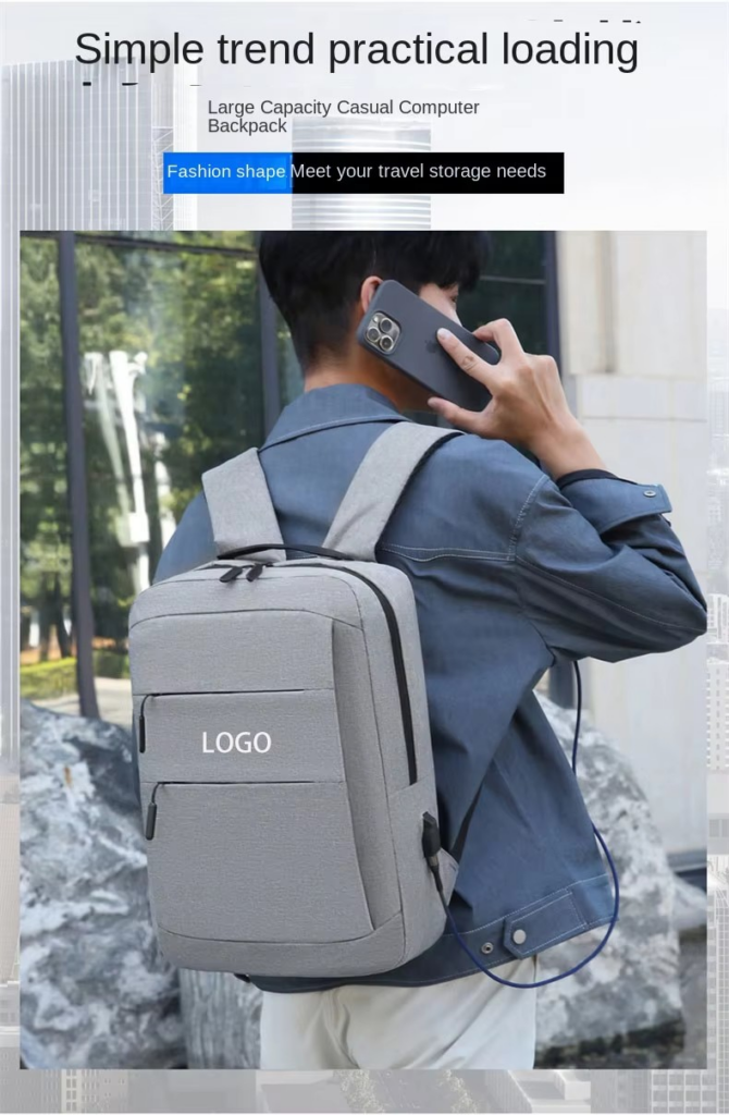 model Waterproof Laptop Backpack with USB: Custom LOGO, Wholesale