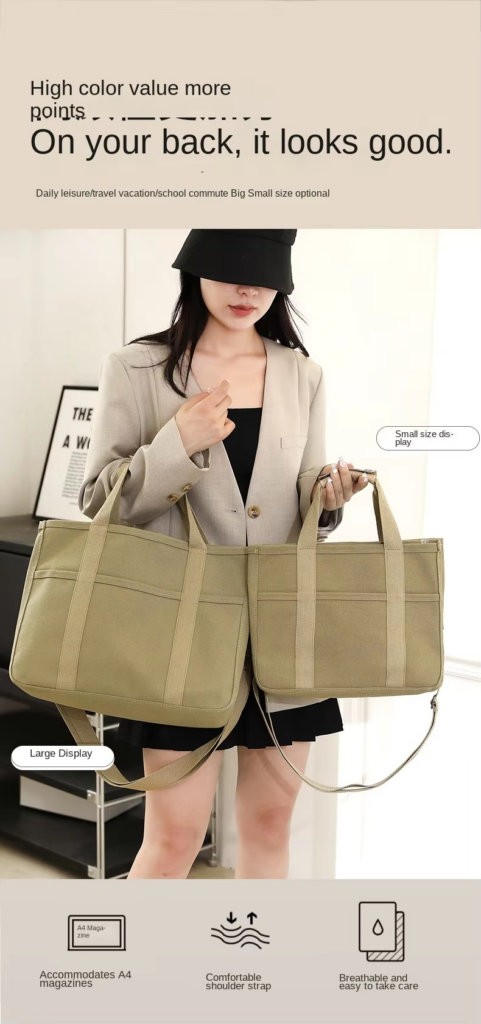 model High-Quality Canvas Tote Custom Sling Bag