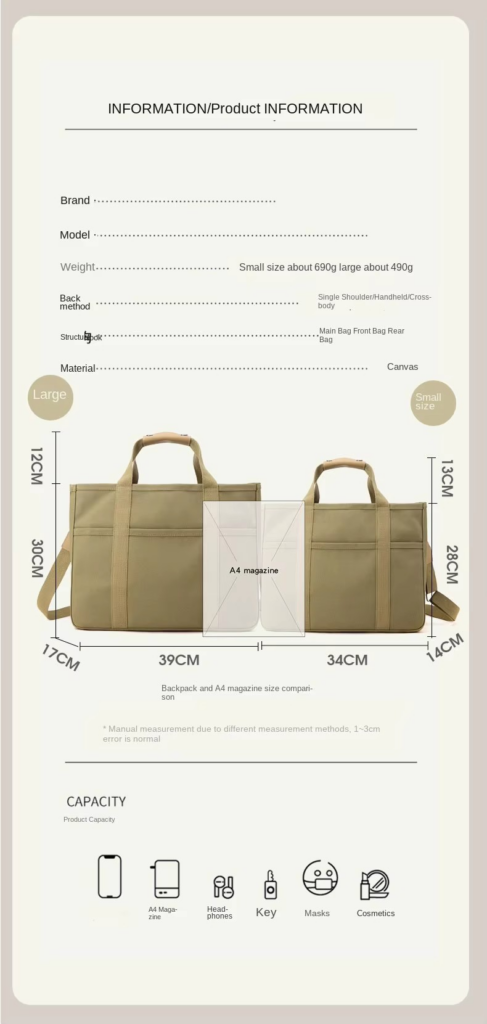 size High-Quality Canvas Tote Custom Sling Bag