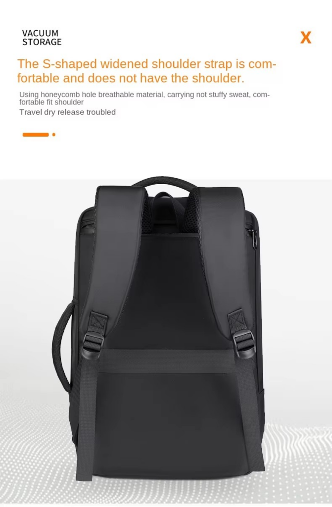 Men's Travel Backpack: Vacuum, Laptop, Large Capacity shoulder strap