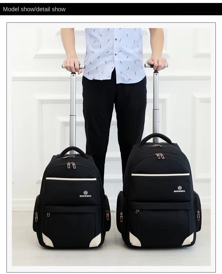 Anti-theft Waterproof Wheeled Unisex Backpack: Student Travel detial show