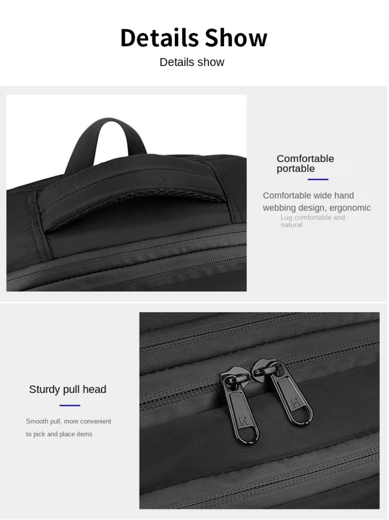Men's Travel Backpack: Vacuum, Laptop, Large Capacity handle & zipper