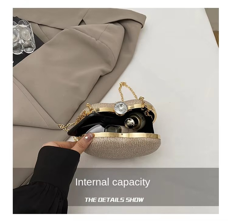 Wholesale Heart-Shape Chain Women's Shoulder Crossbody Evening Bag Inside