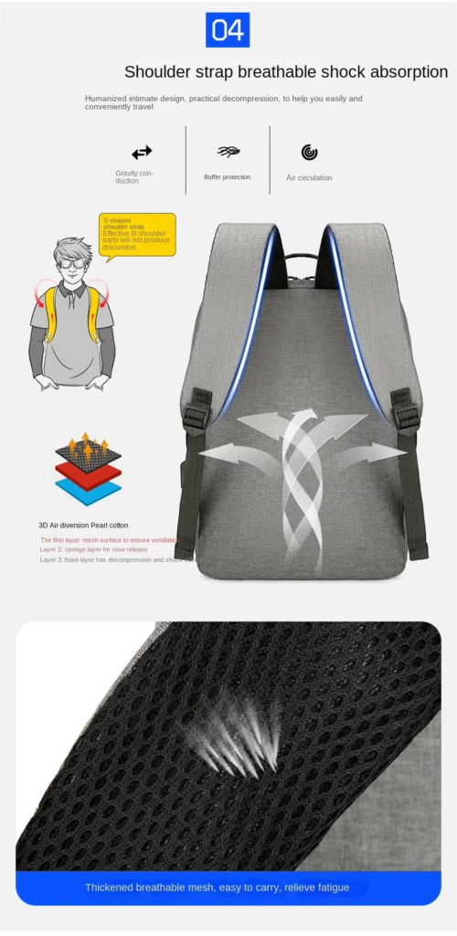 shouder strap Waterproof Laptop Backpack with USB: Custom LOGO, Wholesale
