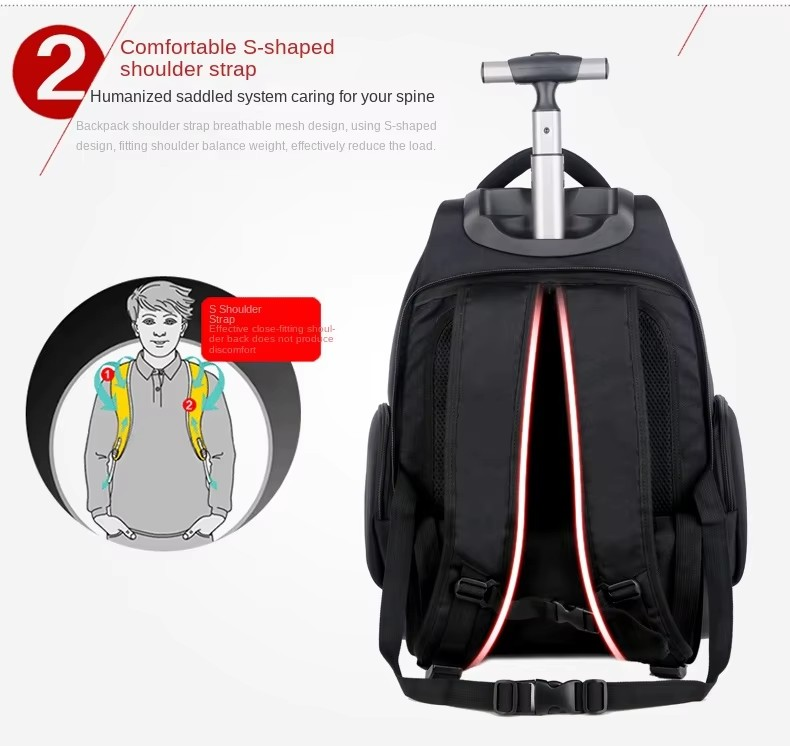 Anti-theft Waterproof Wheeled Unisex Backpack: Student Travel s-strap