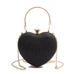 Wholesale Heart-Shape Chain Women's Shoulder Crossbody Evening Bag black