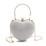 Wholesale Heart-Shape Chain Women's Shoulder Crossbody Evening Bag sliver