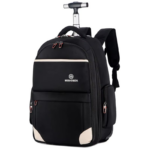 black Anti-theft Waterproof Wheeled Unisex Backpack: Student Travel