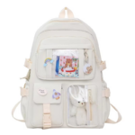 white Purple Waterproof Nylon Backpack for Teen Girls School Travel