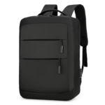 black Waterproof Laptop Backpack with USB: Custom LOGO, Wholesale