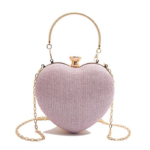 Wholesale Heart-Shape Chain Women's Shoulder Crossbody Evening Bag Pink