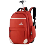 red Anti-theft Waterproof Wheeled Unisex Backpack: Student Travel