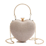 Wholesale Heart-Shape Chain Women's Shoulder Crossbody Evening Bag Gold