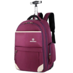 purple Anti-theft Waterproof Wheeled Unisex Backpack: Student Travel