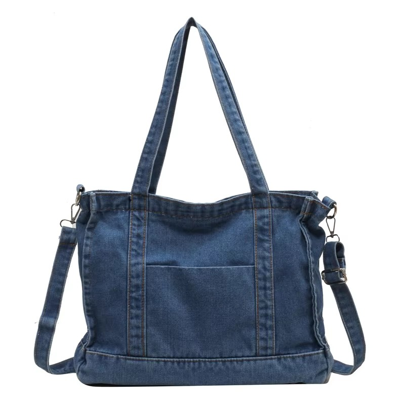 light blue Lady Blue Crossbody Canvas Bag: Zipper Detachable Shoulder Strap
