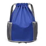 blue Unisex Waterproof Drawstring Gym Bag: Custom Logo Zipper Shoe