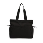 black Women's Strong Nylon Tote: Custom Logo Zipper Travel