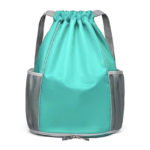 light green Unisex Waterproof Drawstring Gym Bag: Custom Logo Zipper Shoe