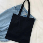 black Customizable Cotton Canvas Grocery Bags: Long Handle Reusable