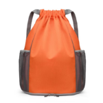 orange Unisex Waterproof Drawstring Gym Bag: Custom Logo Zipper Shoe