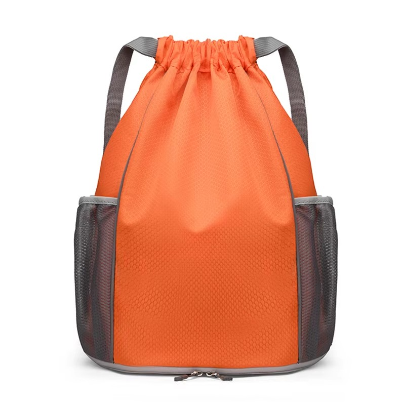 orange Unisex Waterproof Drawstring Gym Bag: Custom Logo Zipper Shoe