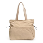 beige Women's Strong Nylon Tote: Custom Logo Zipper Travel