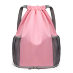 light pink Unisex Waterproof Drawstring Gym Bag: Custom Logo Zipper Shoe