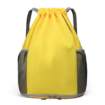 yellow Unisex Waterproof Drawstring Gym Bag: Custom Logo Zipper Shoe