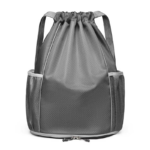 grey Unisex Waterproof Drawstring Gym Bag: Custom Logo Zipper Shoe