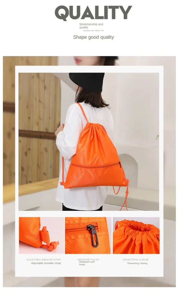 Wholesale Custom Drawstring Backpack Oxford Material Model Effect & Details